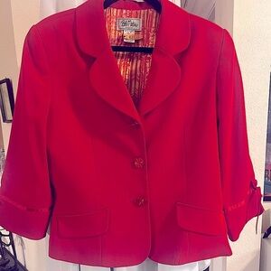 Vintage Bob Mackie 80s Red Blazer | Statement Jacket w/ Bow Sleeves